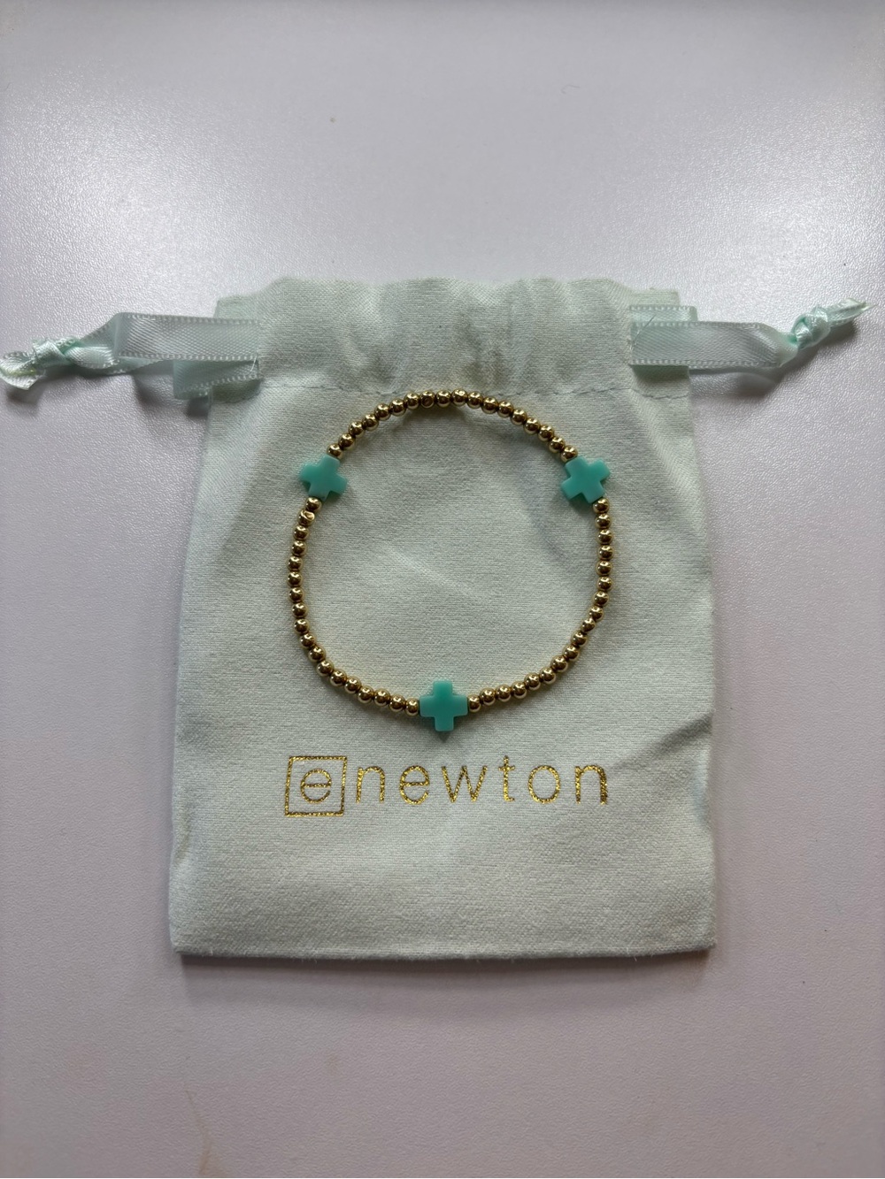 Enewton Gold Beaded Bracelet with signature Turquoise Cross